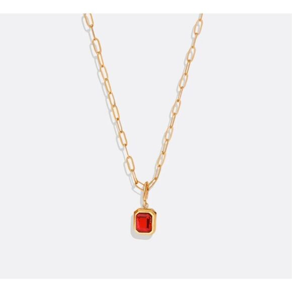 Baguette Aquarius Garnet Birthstone Necklace - Picture 1 of 3